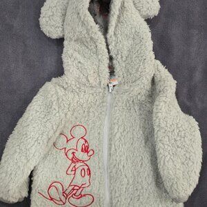 NWT adorable 3-6 Months Gray/Red Mickey Mouse Zip up Sweater